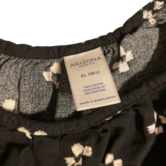 Arizona Jean Co PLUS Size 18.5 GIRLS XL Ikat print tank top with tassels black - Picture 2 of 6